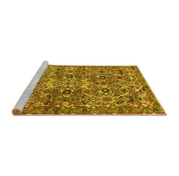 Sideview of Machine Washable Persian Yellow Traditional Rug, wshtr4174yw