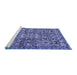 Sideview of Machine Washable Persian Blue Traditional Rug, wshtr4174blu