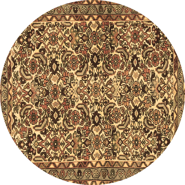 Round Persian Brown Traditional Rug, tr4174brn