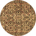 Round Persian Brown Traditional Rug, tr4174brn