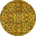 Round Persian Yellow Traditional Rug, tr4174yw