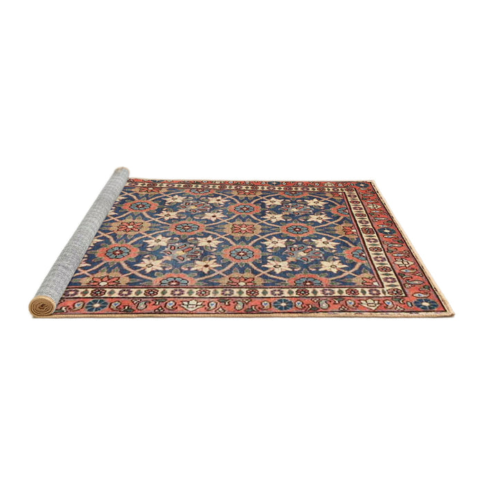 Sideview of Machine Washable Traditional Chestnut Brown Rug, wshtr4175