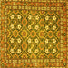 Square Machine Washable Persian Yellow Traditional Rug, wshtr4175yw