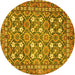 Round Machine Washable Persian Yellow Traditional Rug, wshtr4175yw