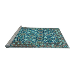 Sideview of Machine Washable Persian Light Blue Traditional Rug, wshtr4175lblu