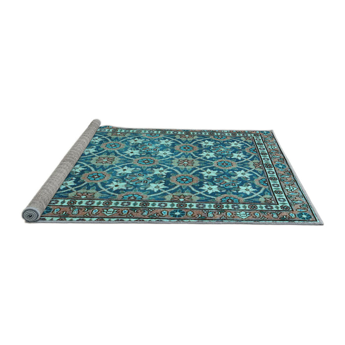 Sideview of Machine Washable Persian Light Blue Traditional Rug, wshtr4175lblu