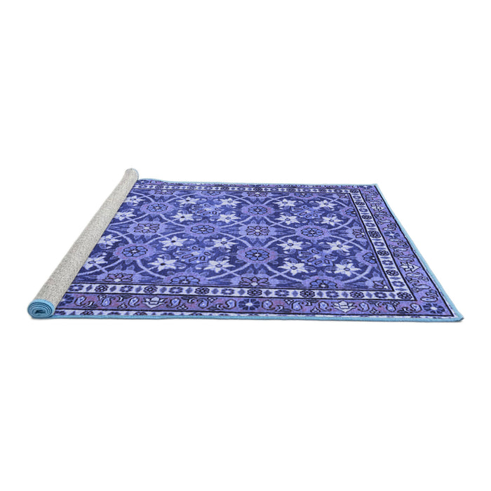 Sideview of Machine Washable Persian Blue Traditional Rug, wshtr4175blu