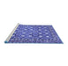 Sideview of Machine Washable Persian Blue Traditional Rug, wshtr4175blu