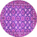 Round Machine Washable Persian Purple Traditional Area Rugs, wshtr4175pur