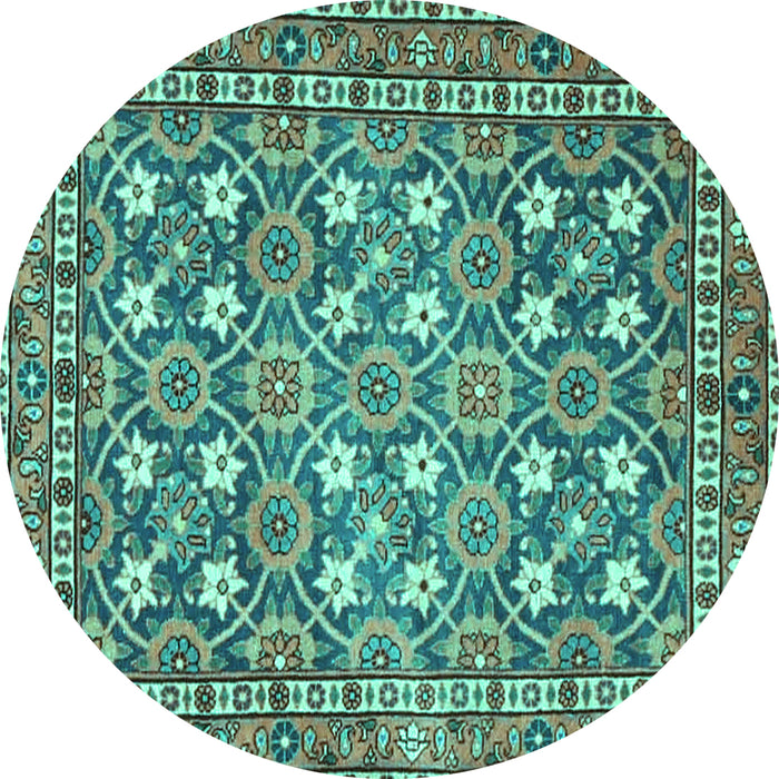 Round Persian Turquoise Traditional Rug, tr4175turq