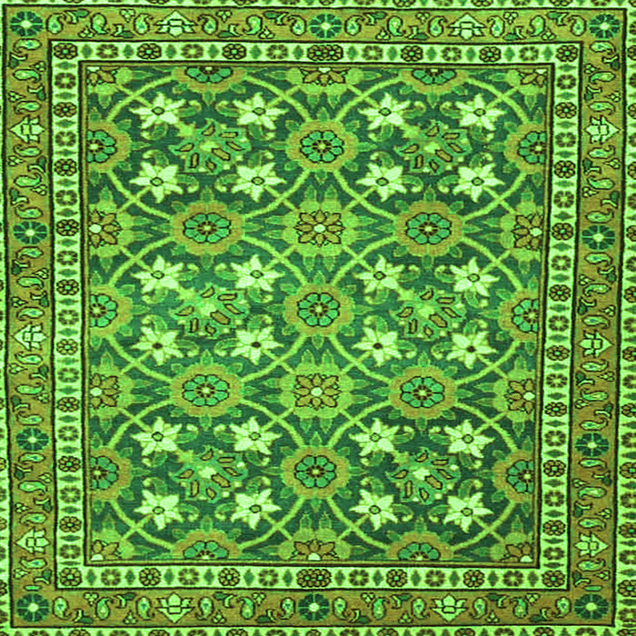 Round Machine Washable Persian Green Traditional Area Rugs, wshtr4175grn