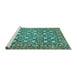 Sideview of Machine Washable Persian Turquoise Traditional Area Rugs, wshtr4175turq