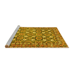 Sideview of Machine Washable Persian Yellow Traditional Rug, wshtr4175yw