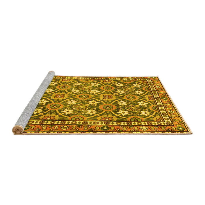 Sideview of Machine Washable Persian Yellow Traditional Rug, wshtr4175yw