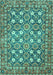 Machine Washable Persian Turquoise Traditional Area Rugs, wshtr4175turq