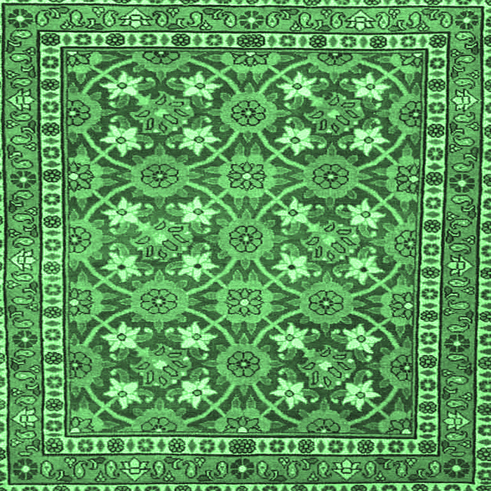 Square Machine Washable Persian Emerald Green Traditional Area Rugs, wshtr4175emgrn