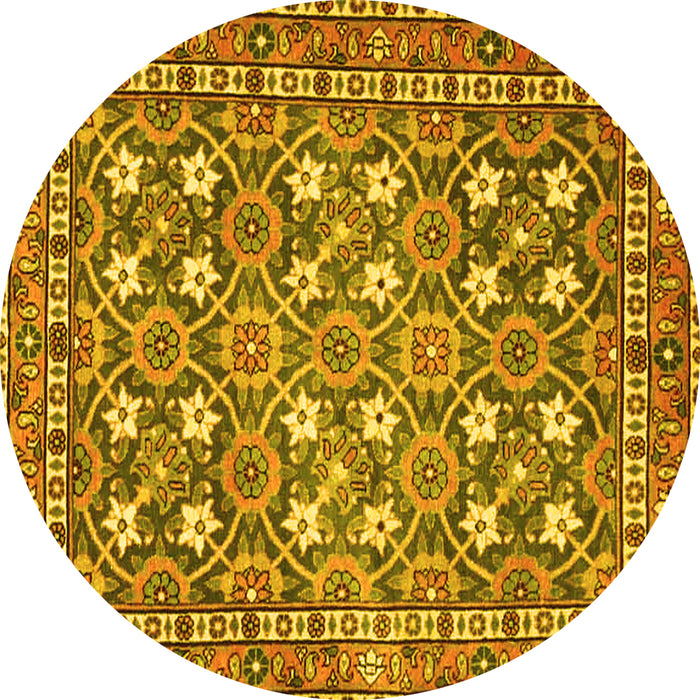 Round Persian Yellow Traditional Rug, tr4175yw