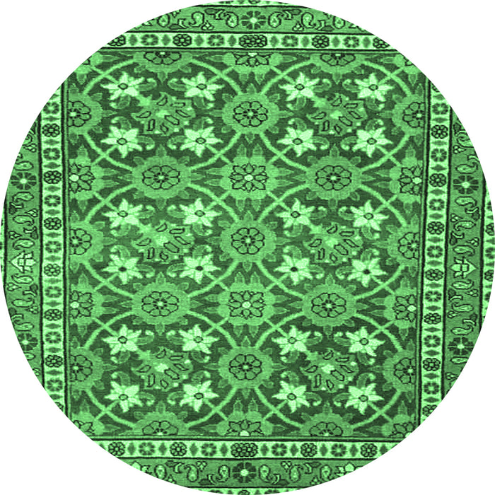 Round Persian Emerald Green Traditional Rug, tr4175emgrn