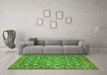 Machine Washable Persian Green Traditional Area Rugs in a Living Room,, wshtr4175grn