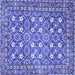 Square Machine Washable Persian Blue Traditional Rug, wshtr4175blu