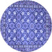 Round Machine Washable Persian Blue Traditional Rug, wshtr4175blu