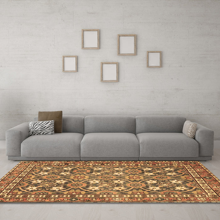 Machine Washable Persian Brown Traditional Rug in a Living Room,, wshtr4175brn