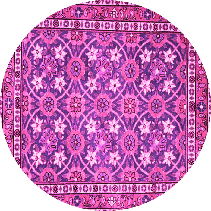 Round Machine Washable Persian Pink Traditional Rug, wshtr4175pnk