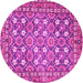 Round Machine Washable Persian Pink Traditional Rug, wshtr4175pnk