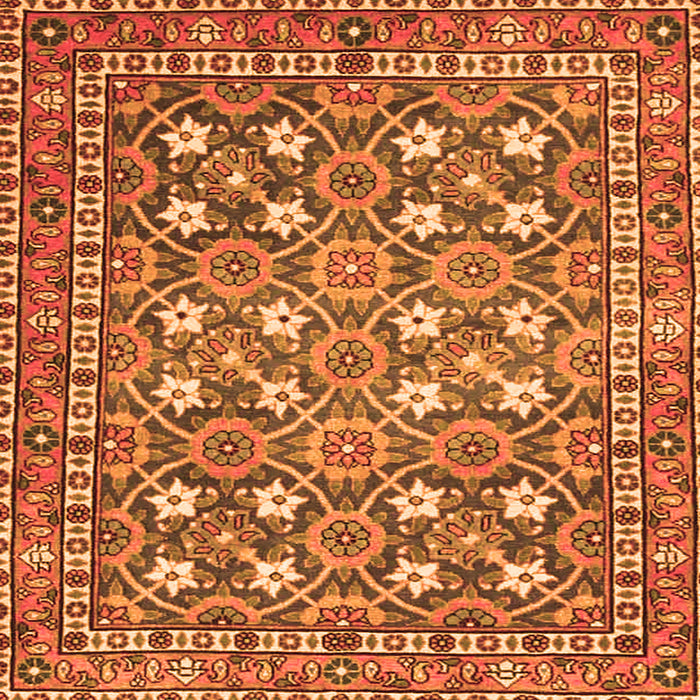 Round Machine Washable Persian Orange Traditional Area Rugs, wshtr4175org