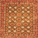 Round Machine Washable Persian Orange Traditional Area Rugs, wshtr4175org