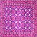 Square Machine Washable Persian Pink Traditional Rug, wshtr4175pnk