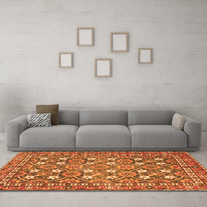 Machine Washable Persian Orange Traditional Area Rugs in a Living Room, wshtr4175org