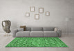 Machine Washable Persian Emerald Green Traditional Area Rugs in a Living Room,, wshtr4175emgrn