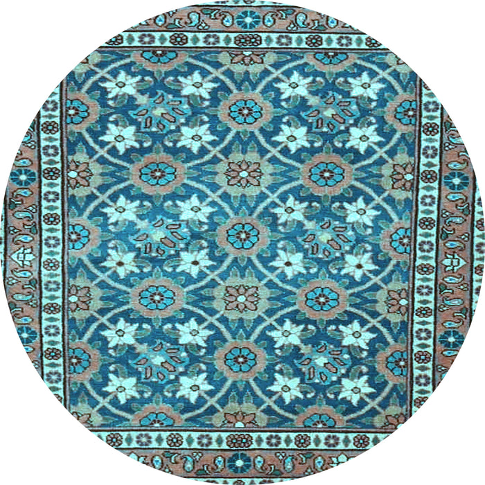 Round Machine Washable Persian Light Blue Traditional Rug, wshtr4175lblu