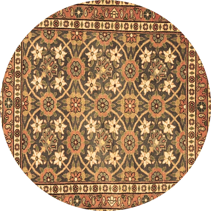 Round Machine Washable Persian Brown Traditional Rug, wshtr4175brn