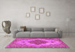 Machine Washable Persian Pink Traditional Rug in a Living Room, wshtr4176pnk