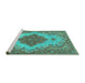 Sideview of Machine Washable Persian Turquoise Traditional Area Rugs, wshtr4176turq