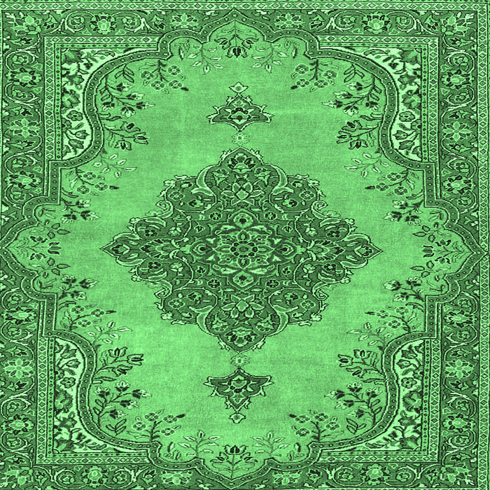 Square Machine Washable Persian Emerald Green Traditional Area Rugs, wshtr4176emgrn