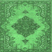 Square Machine Washable Persian Emerald Green Traditional Area Rugs, wshtr4176emgrn