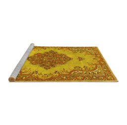 Sideview of Machine Washable Persian Yellow Traditional Rug, wshtr4176yw
