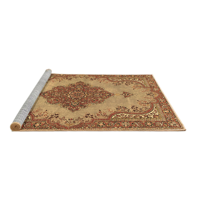 Sideview of Machine Washable Persian Brown Traditional Rug, wshtr4176brn