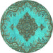 Round Persian Turquoise Traditional Rug, tr4176turq