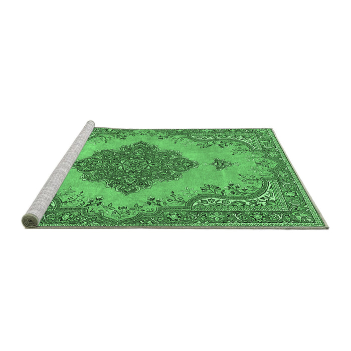 Sideview of Machine Washable Persian Emerald Green Traditional Area Rugs, wshtr4176emgrn