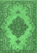 Machine Washable Persian Emerald Green Traditional Area Rugs, wshtr4176emgrn