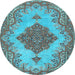 Round Persian Light Blue Traditional Rug, tr4176lblu