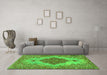 Machine Washable Persian Green Traditional Area Rugs in a Living Room,, wshtr4176grn