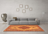 Machine Washable Persian Orange Traditional Rug, wshtr4176org