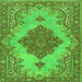 Round Machine Washable Persian Green Traditional Area Rugs, wshtr4176grn