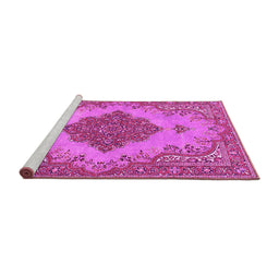 Sideview of Machine Washable Persian Pink Traditional Rug, wshtr4176pnk