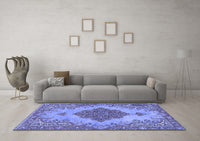 Machine Washable Persian Blue Traditional Rug, wshtr4176blu